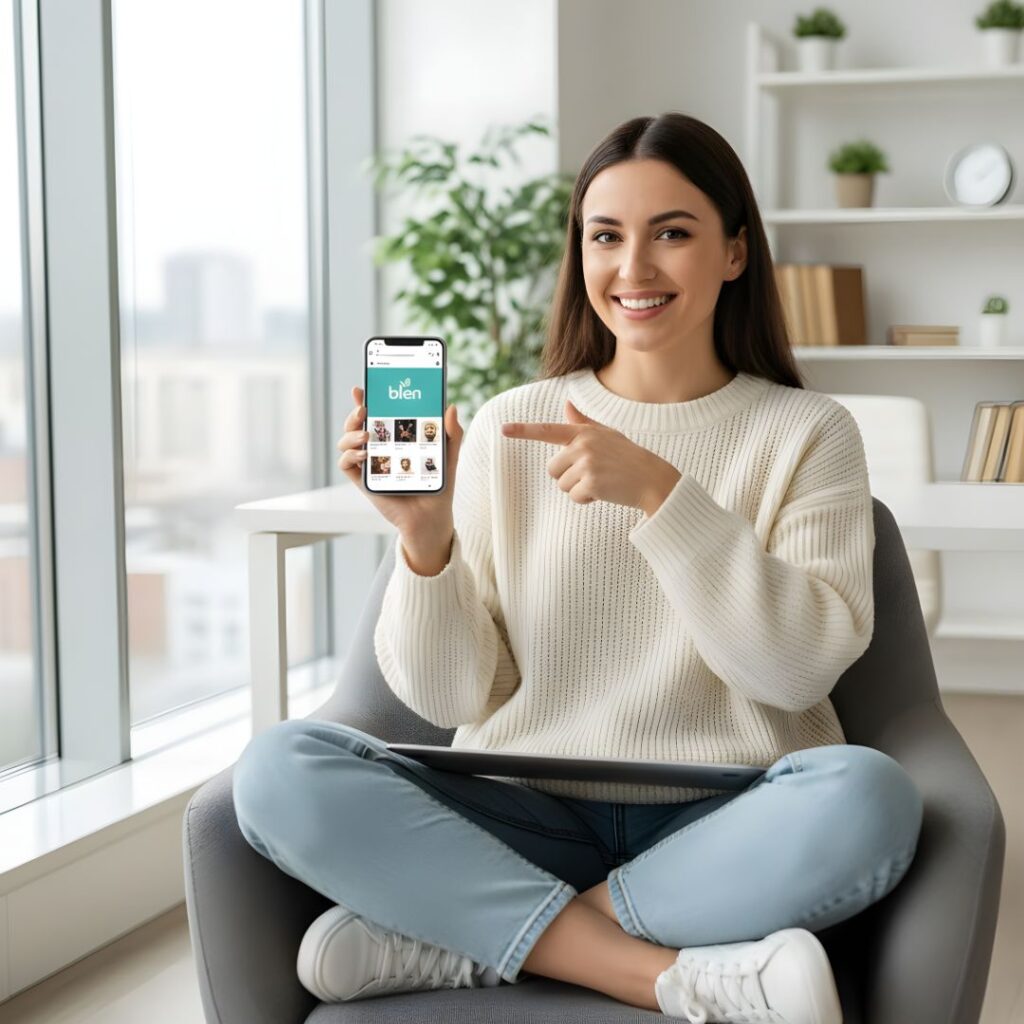 Promotora Digital Blen ganando dinero desde el celular, inscribirse a Blen sin salir de casa.